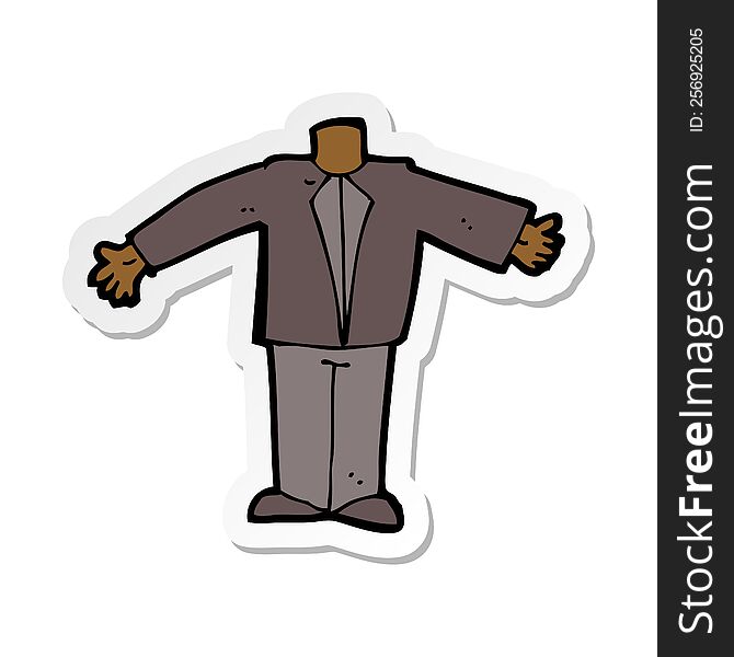 sticker of a cartoon body in suit