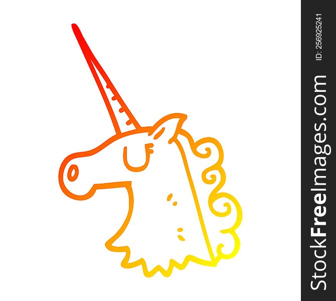 Warm Gradient Line Drawing Cartoon Pretty Unicorn