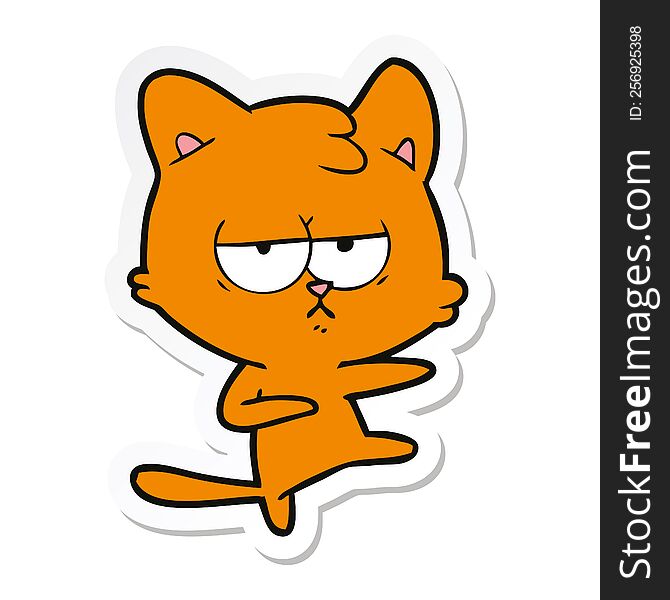 sticker of a bored cartoon cat