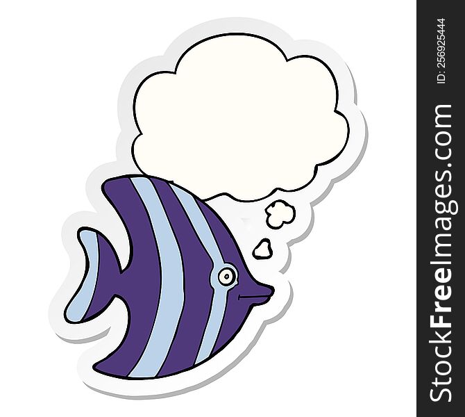 cartoon angel fish with thought bubble as a printed sticker
