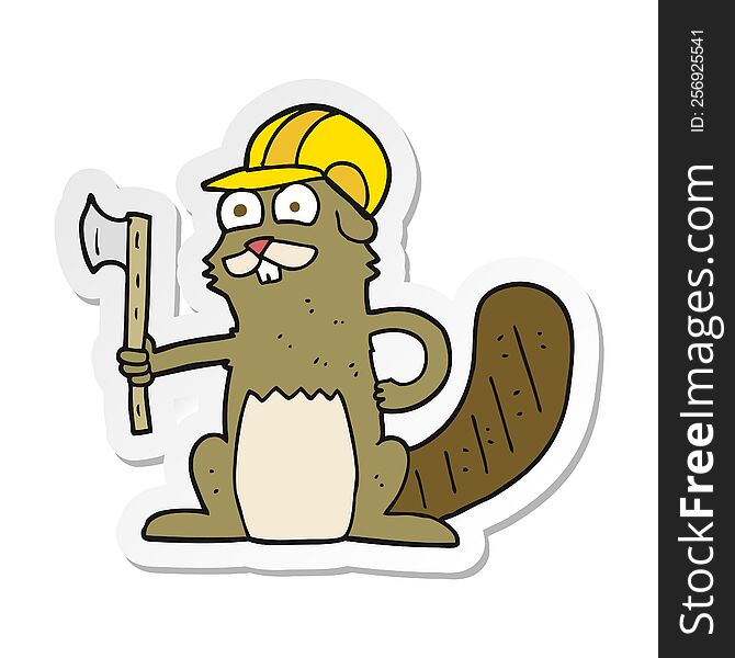 Sticker Of A Cartoon Beaver