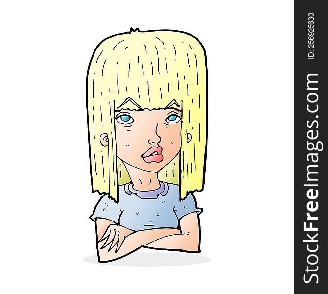 cartoon girl with folded arms