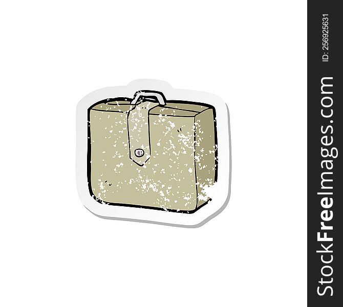 retro distressed sticker of a cartoon suitcase
