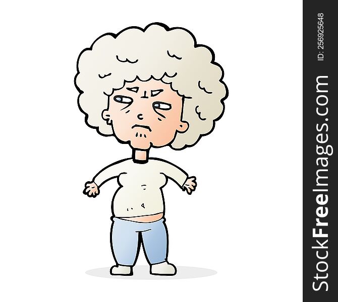 cartoon annoyed old woman