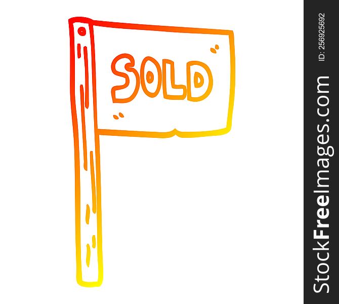 Warm Gradient Line Drawing Cartoon Sold Sign