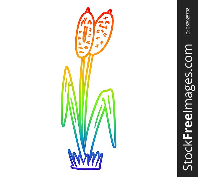 Rainbow Gradient Line Drawing Cartoon Bullrush
