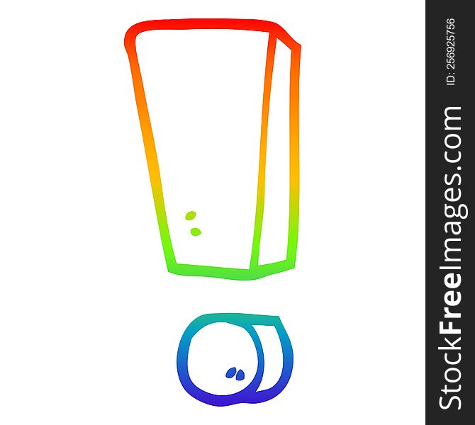 rainbow gradient line drawing of a cartoon exclamation mark