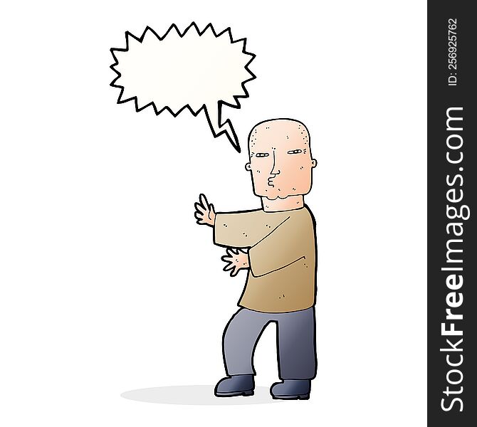 Cartoon Tough Man  With Speech Bubble