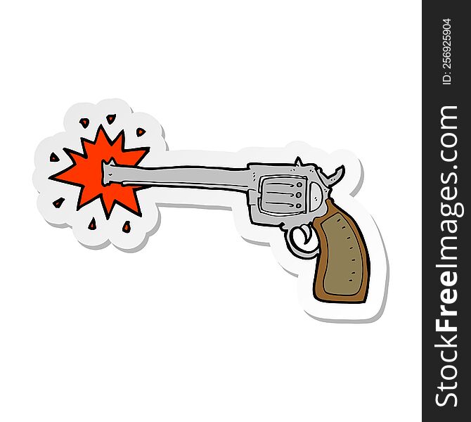 sticker of a cartoon firing gun