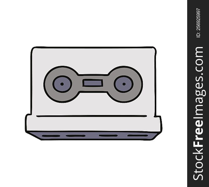 Cartoon Doodle Of A Retro Cassette Tape