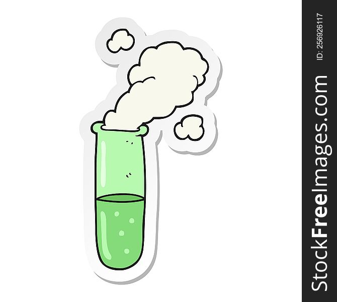 Sticker Of A Cartoon Science Test Tube