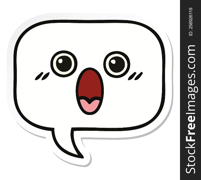 sticker of a cute cartoon speech bubble