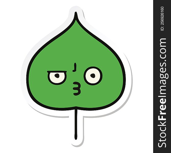 Sticker Of A Cute Cartoon Expressional Leaf