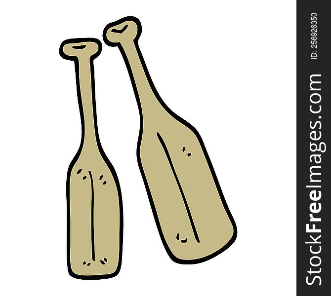 Hand Drawn Doodle Style Cartoon Pair Of Paddles