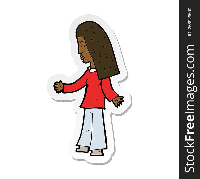 Sticker Of A Cartoon Woman With Open Arms