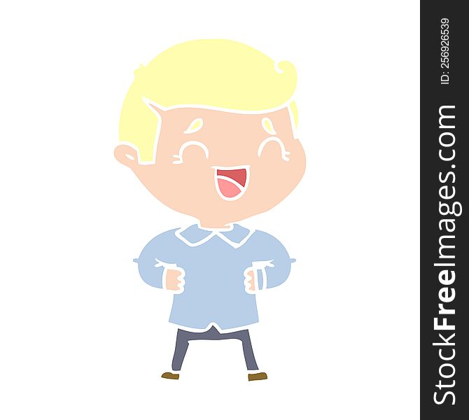 Flat Color Style Cartoon Laughing Man