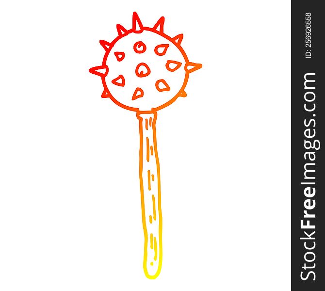 warm gradient line drawing of a cartoon medieval mace