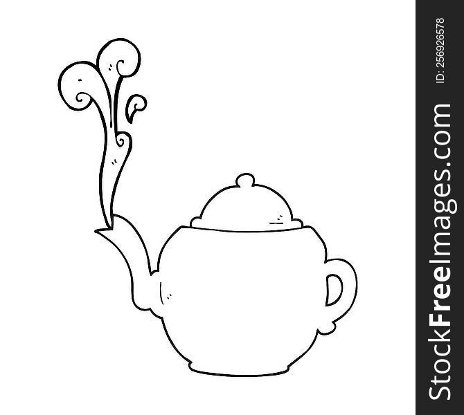 black and white cartoon teapot