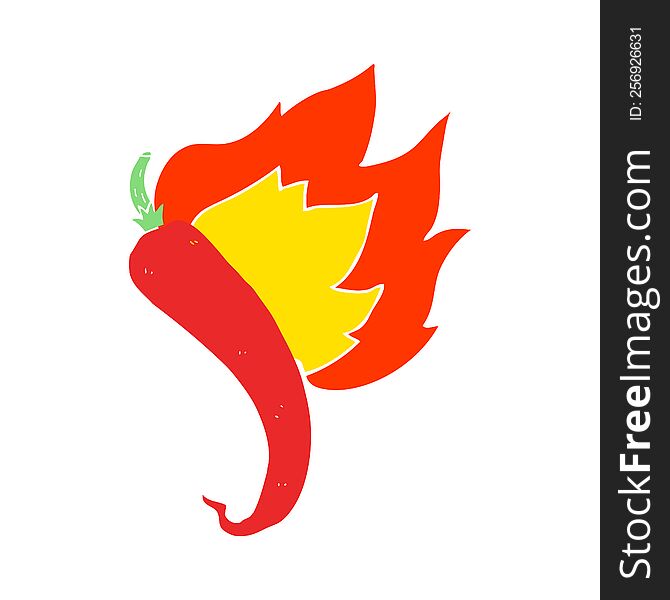 flat color illustration of flaming hot chilli pepper. flat color illustration of flaming hot chilli pepper