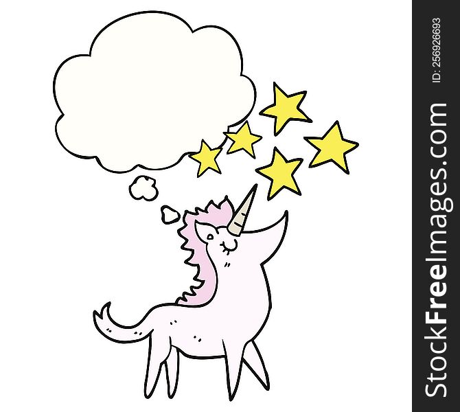 Cartoon Unicorn And Thought Bubble