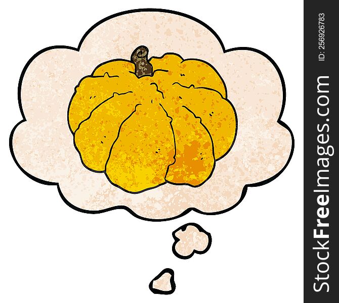 Cartoon Squash And Thought Bubble In Grunge Texture Pattern Style