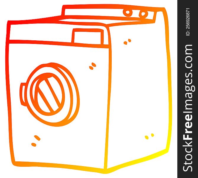 warm gradient line drawing of a cartoon tumble dryer