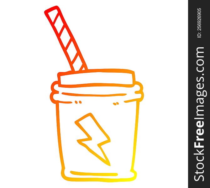 warm gradient line drawing of a cartoon take out drink