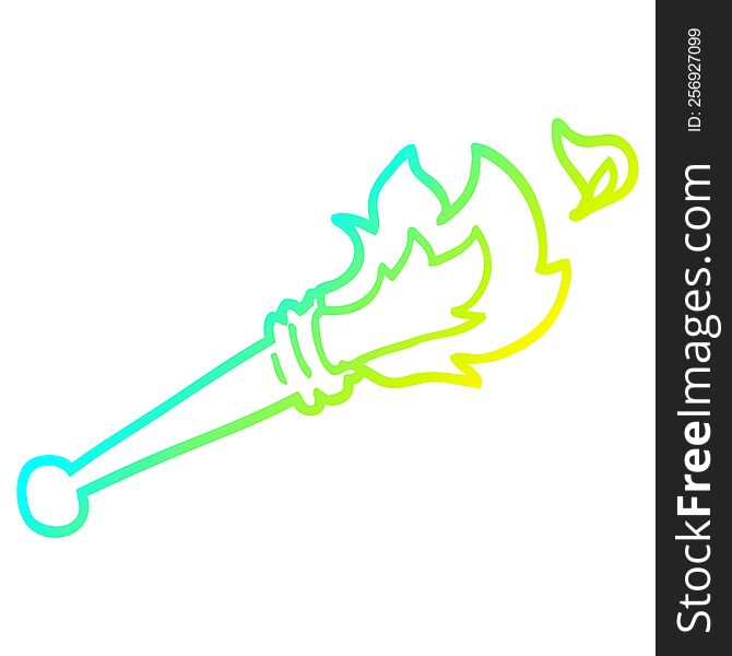 cold gradient line drawing of a cartoon sports torch