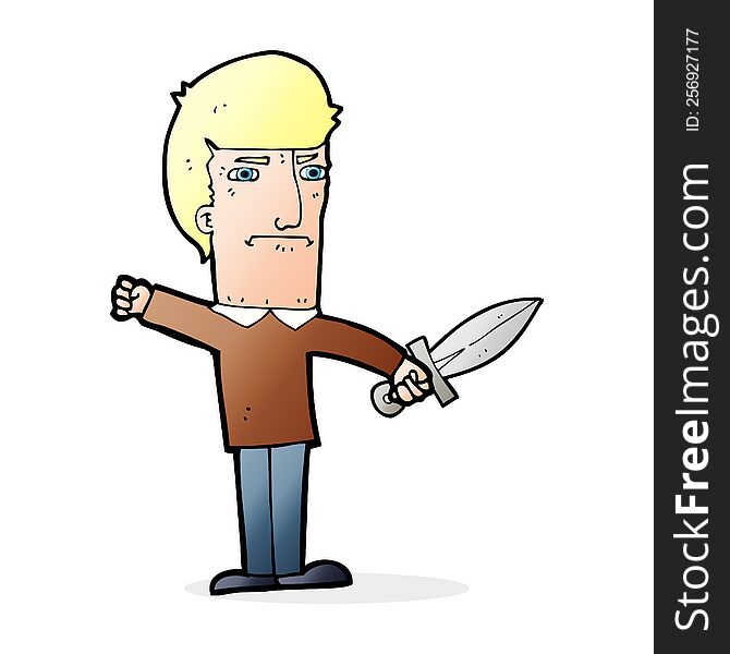 cartoon man with knife