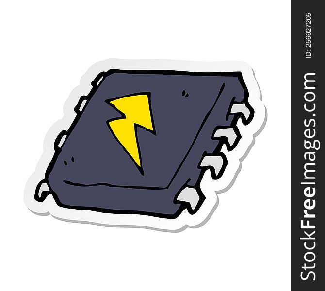 Sticker Of A Cartoon Computer Chip