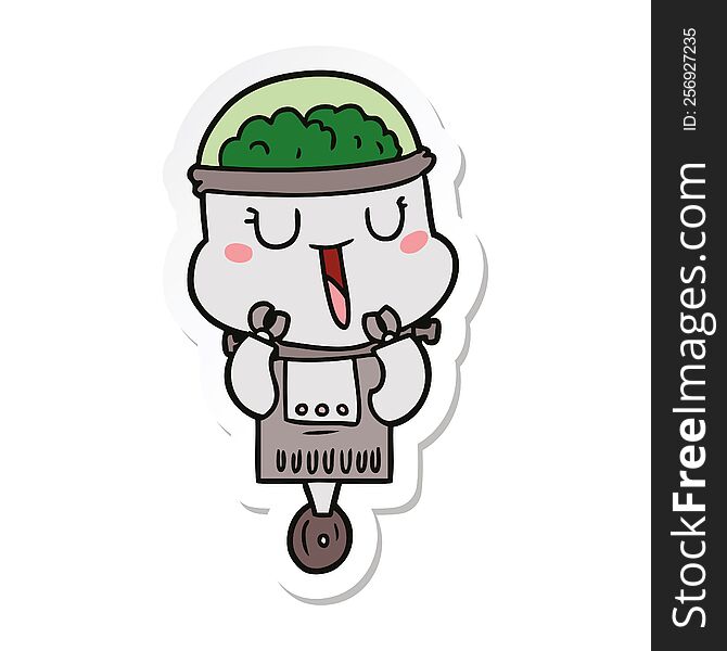 Sticker Of A Happy Cartoon Robot