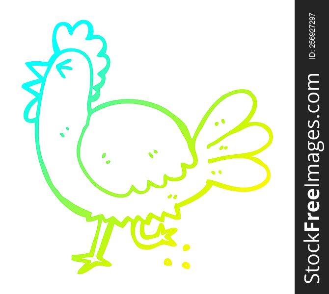 Cold Gradient Line Drawing Cartoon Rooster