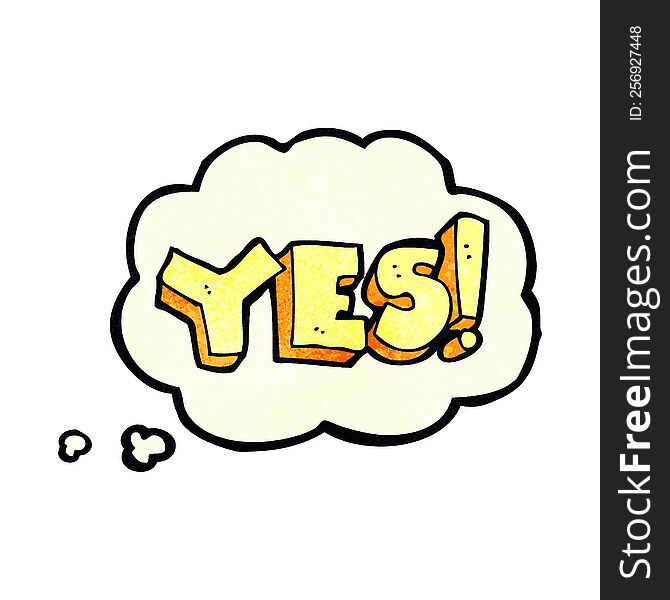 cartoon yes symbol with thought bubble