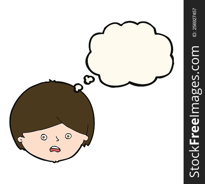 cartoon unhappy boy  with thought bubble