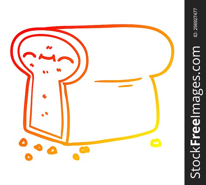 Warm Gradient Line Drawing Cartoon Loaf Of Bread