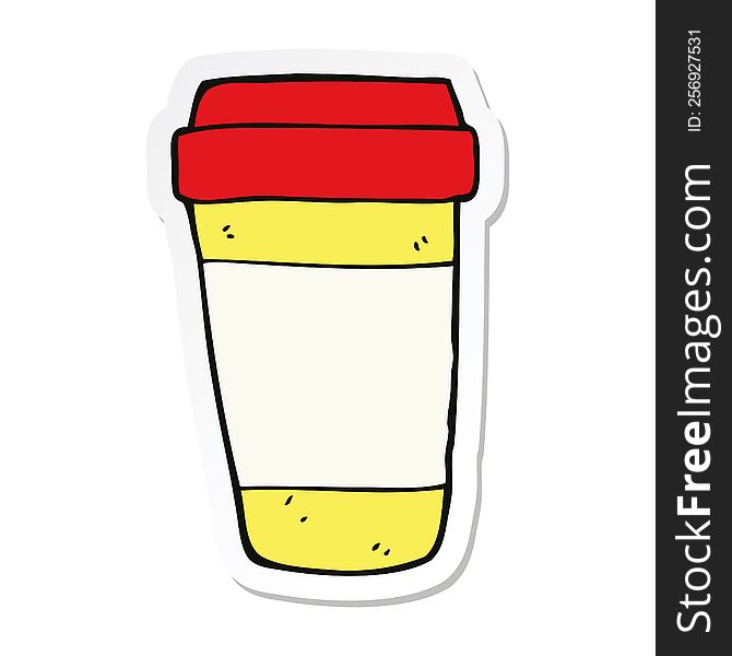 Sticker Of A Cartoon Coffee Cup