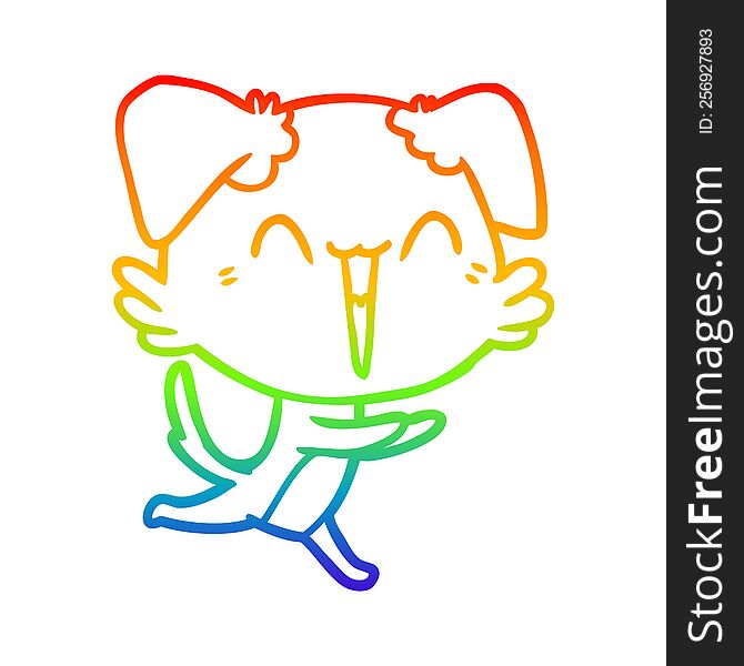 Rainbow Gradient Line Drawing Happy Little Dog Cartoon