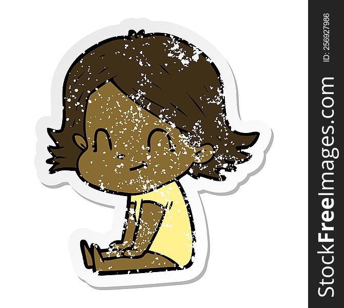 Distressed Sticker Of A Cartoon Friendly Girl
