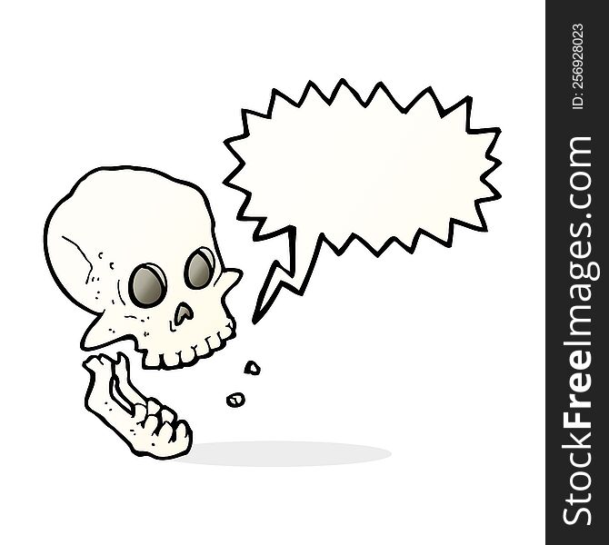 Cartoon Laughing Skull With Speech Bubble