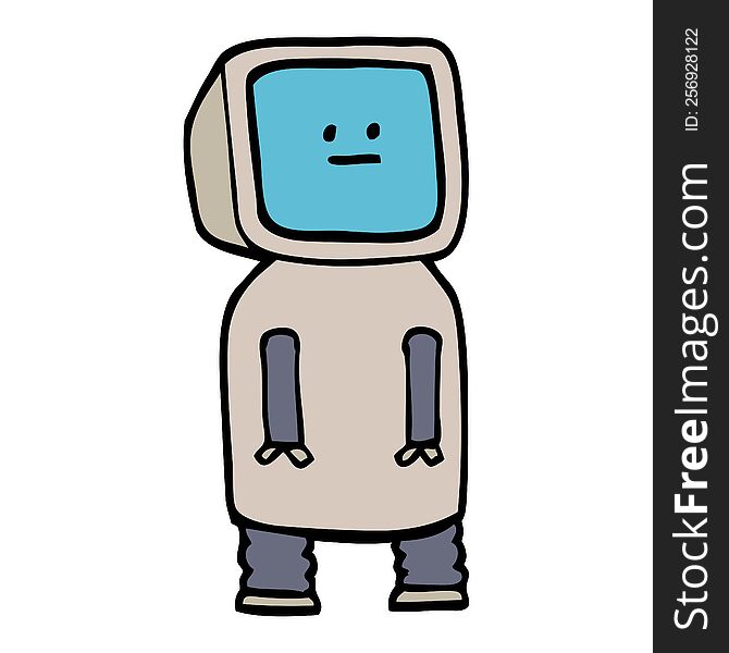 hand drawn doodle style cartoon funny robot