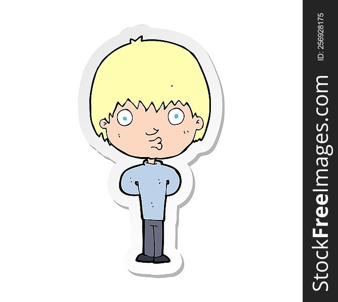 Sticker Of A Cartoon Whistling Boy