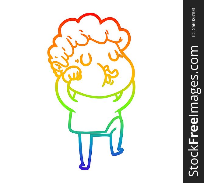 rainbow gradient line drawing of a cartoon man singing