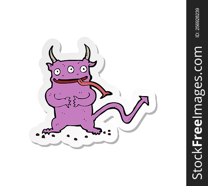 Sticker Of A Cartoon Little Demon