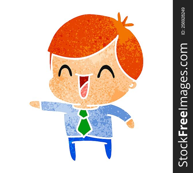 retro cartoon of kawaii man in suit