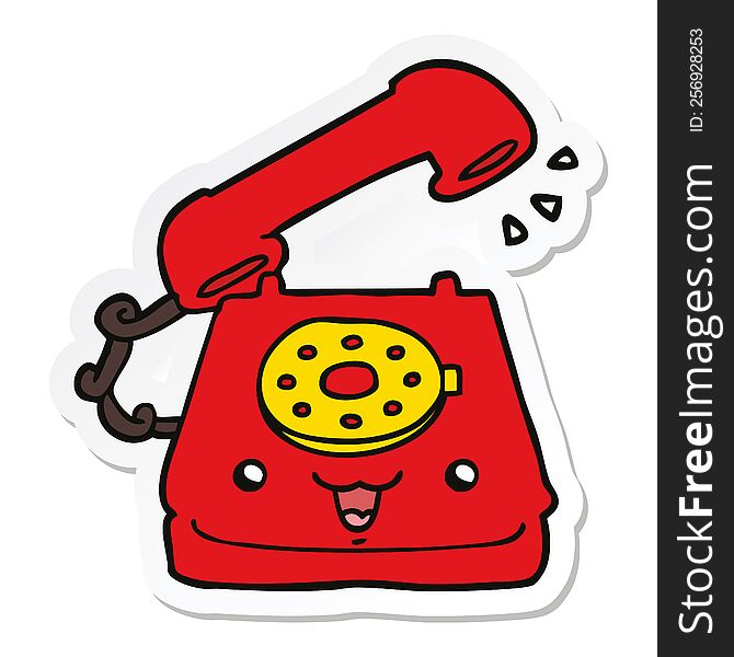 sticker of a cute cartoon telephone
