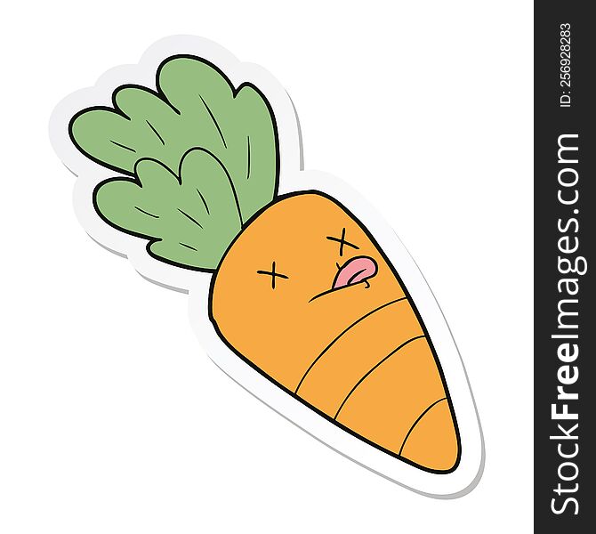 sticker of a cartoon dead carrot