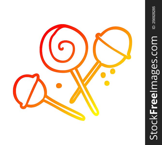 warm gradient line drawing of a traditional lollipop