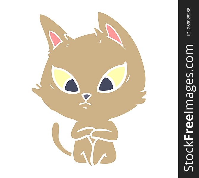 Confused Flat Color Style Cartoon Cat