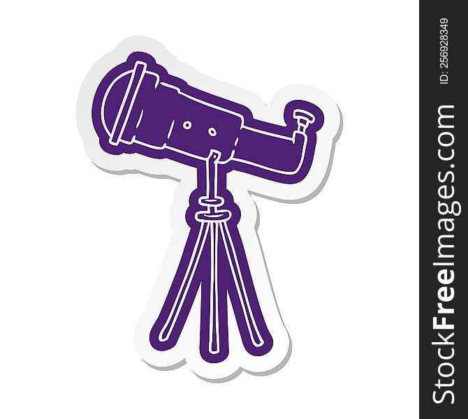 cartoon sticker of a large telescope