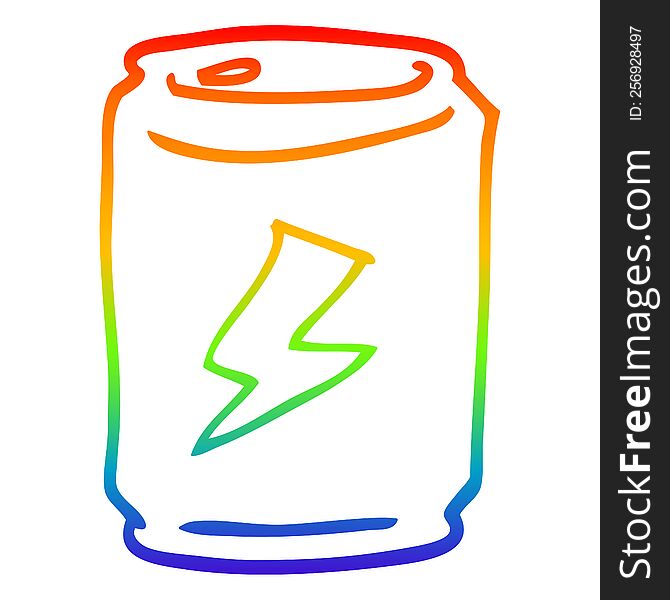 Rainbow Gradient Line Drawing Cartoon Can